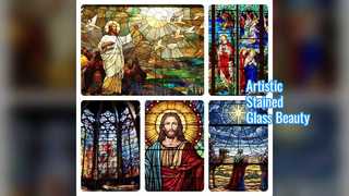 لوحات زجاجية ملونة مرسومة باليد ديكور فاخر